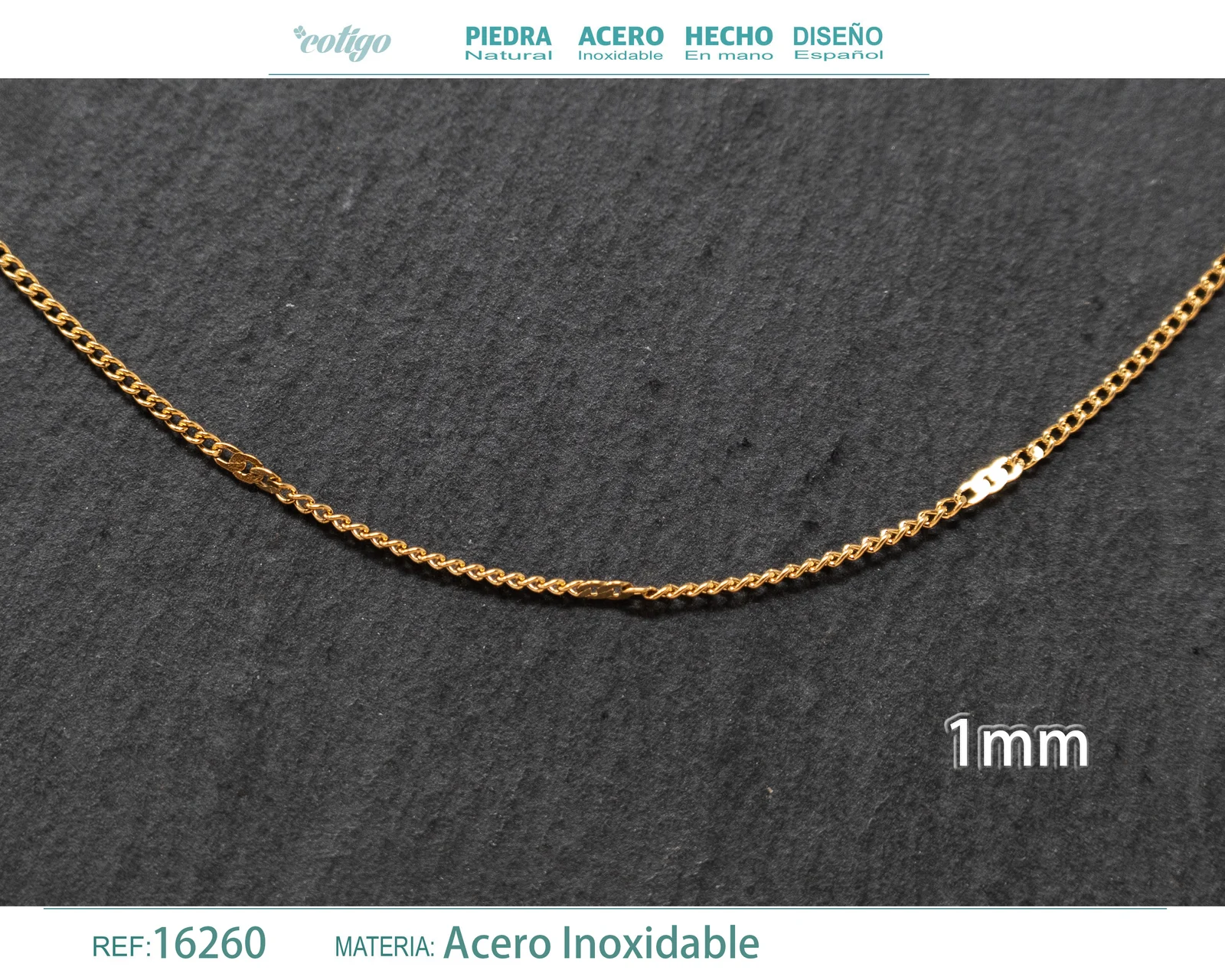 COLLAR DE CADENA ACERO DORADO