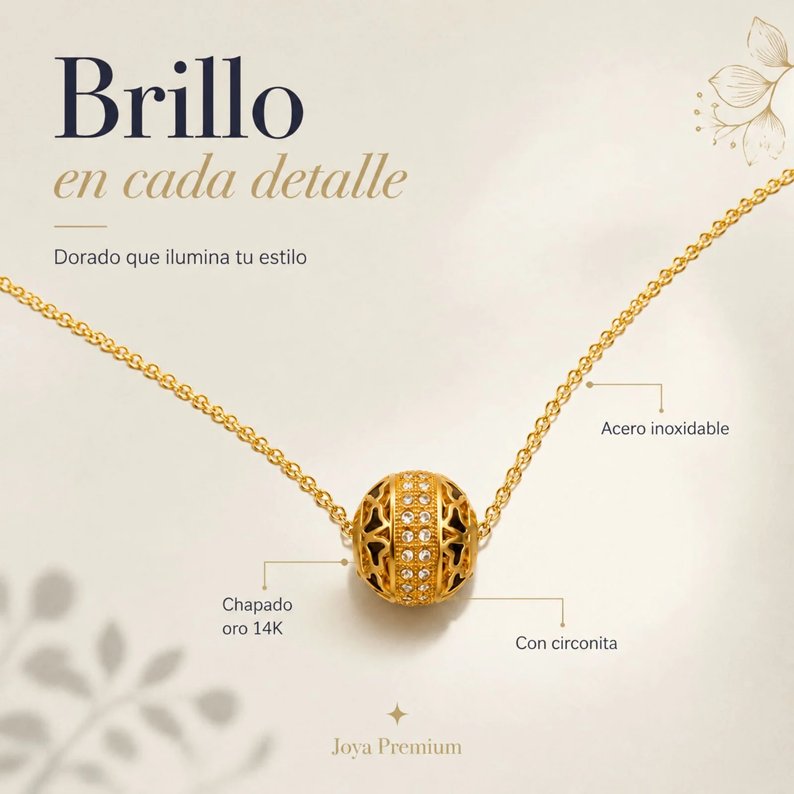 COLGANTE CHAPADO ORO 14K CON CIRCONITA