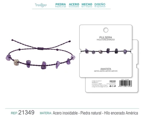 PULSERA HILO ENCERADO CON AMATISTA