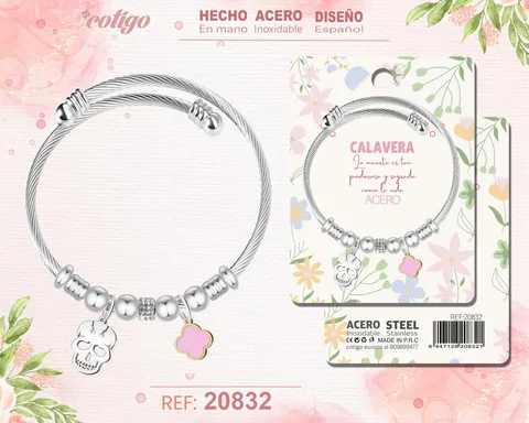 BRAZALETE ACERO CON: CALAVERA
