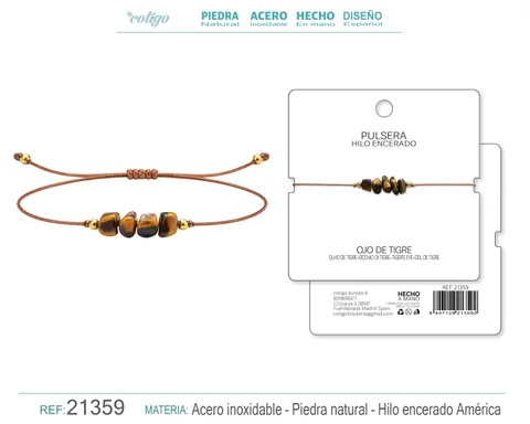 PULSERA HILO ENCERADO CON OJO DE TIGRE