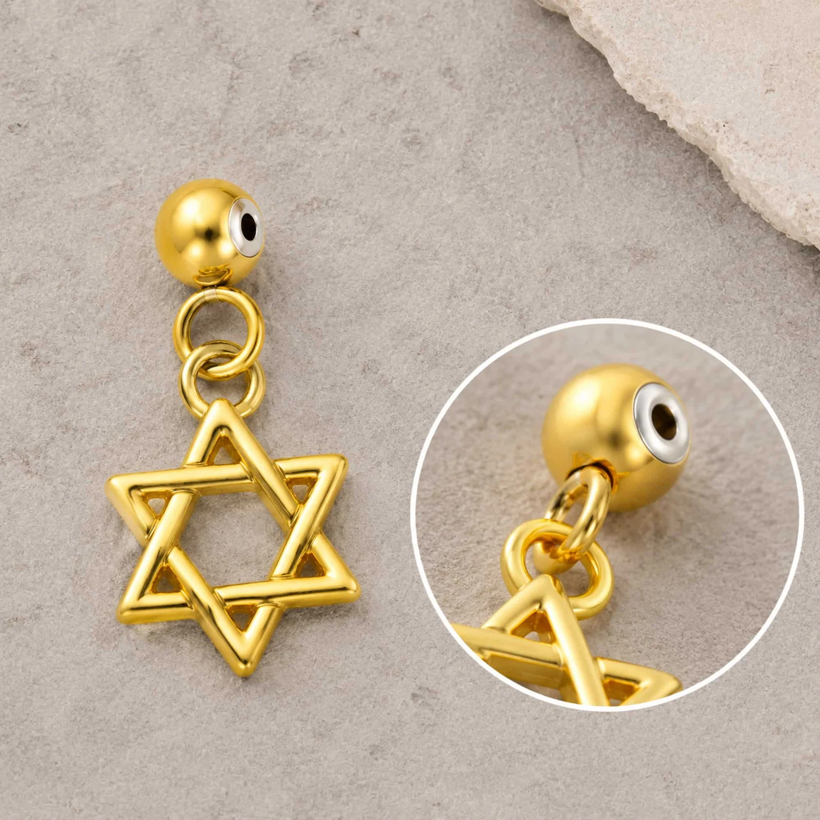 CHARM ACERO DORADO CHAPADO ORO 14 K-CON BOLA DE GOMA