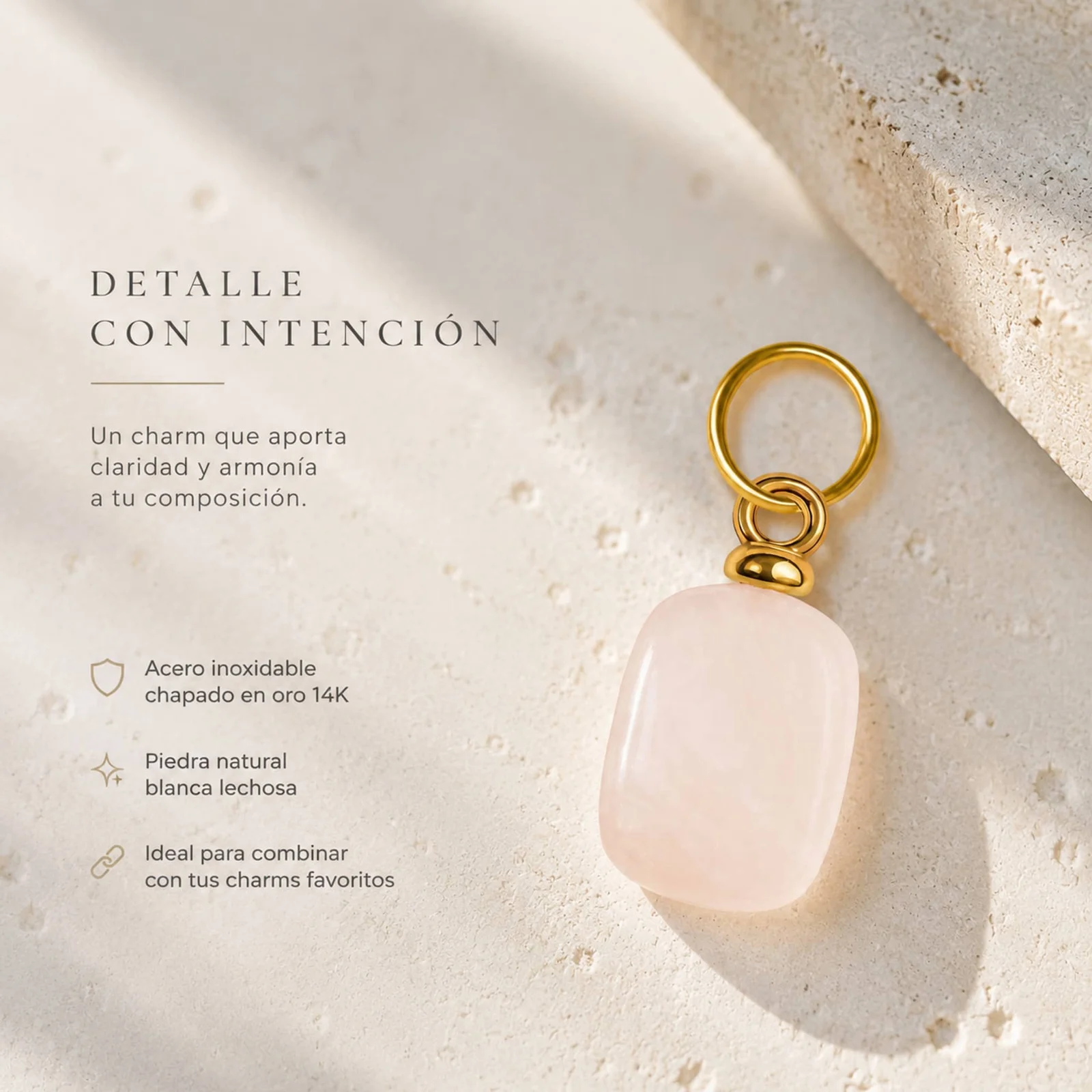CHARM ACERO DORADO CHAPADO ORO 14 K