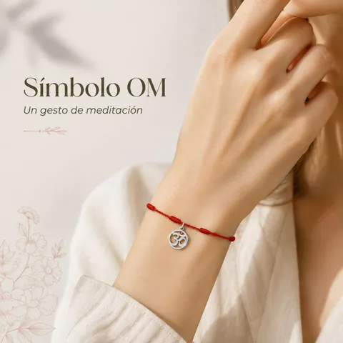 PULSERA 7 NUDOS CON SÍMBOLO OM COLOR PLATEADO