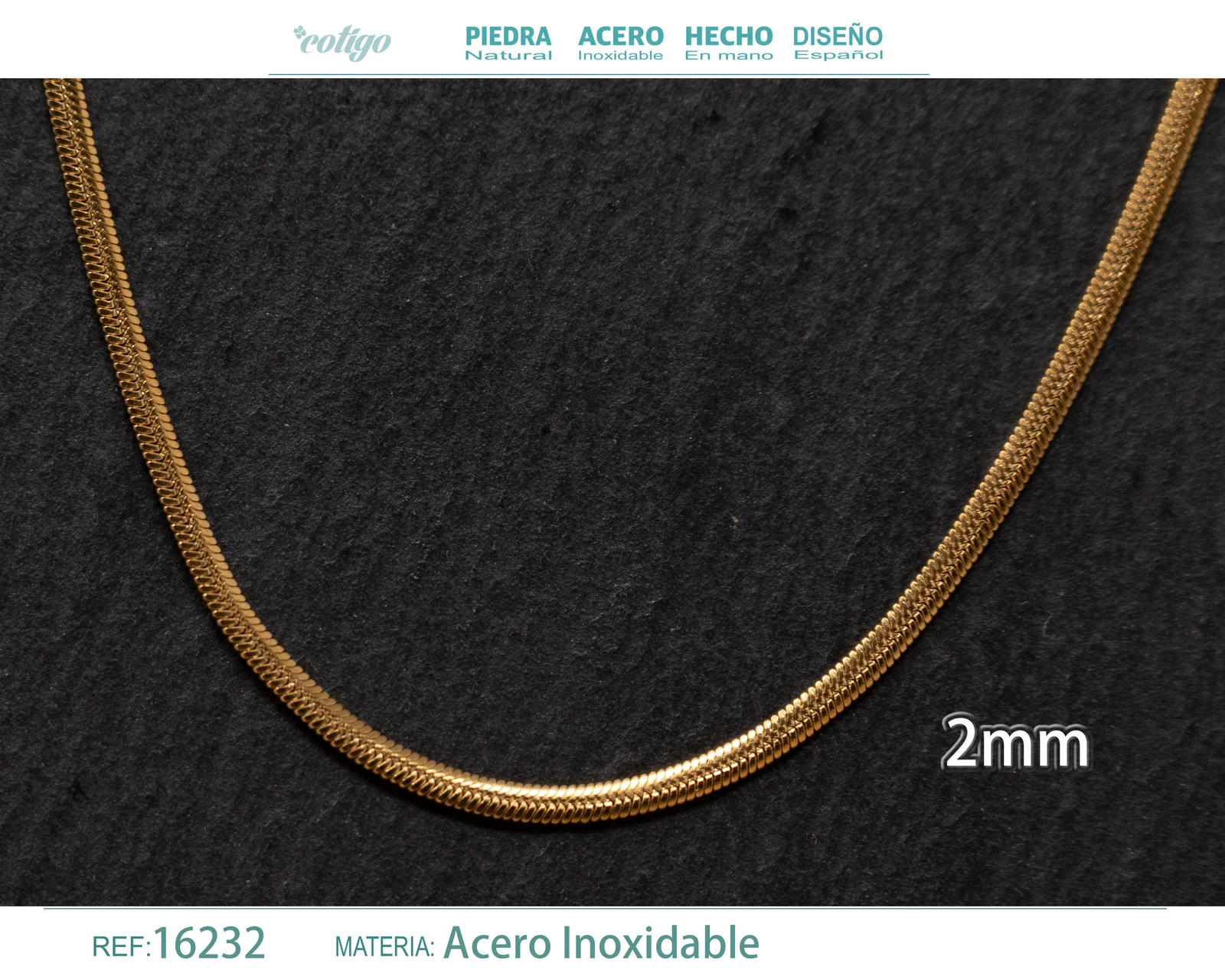 COLLAR DE CADENA ACERO DORADO