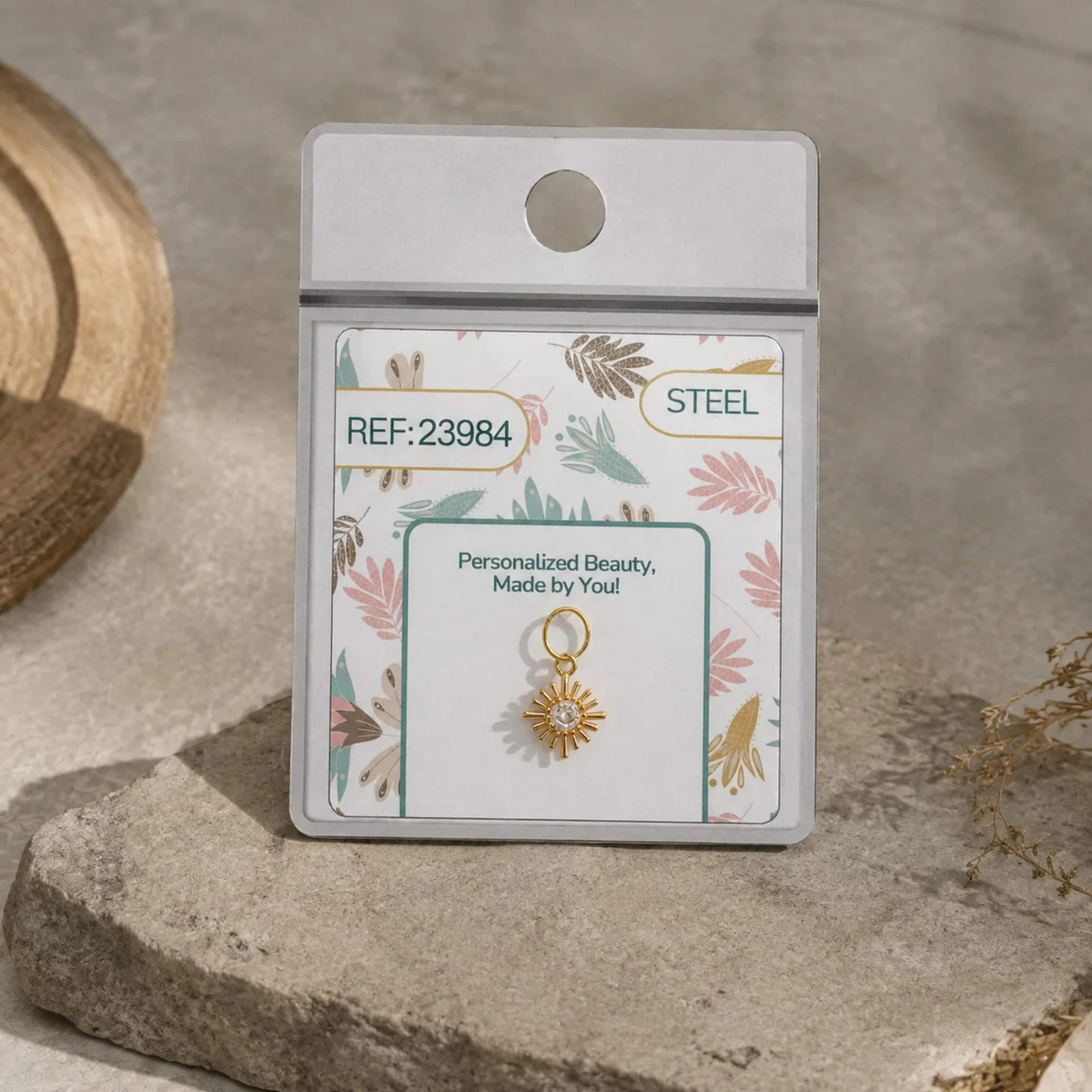 CHARM DE COBRE CHAPADO ORO 14K CON CIRCONITA