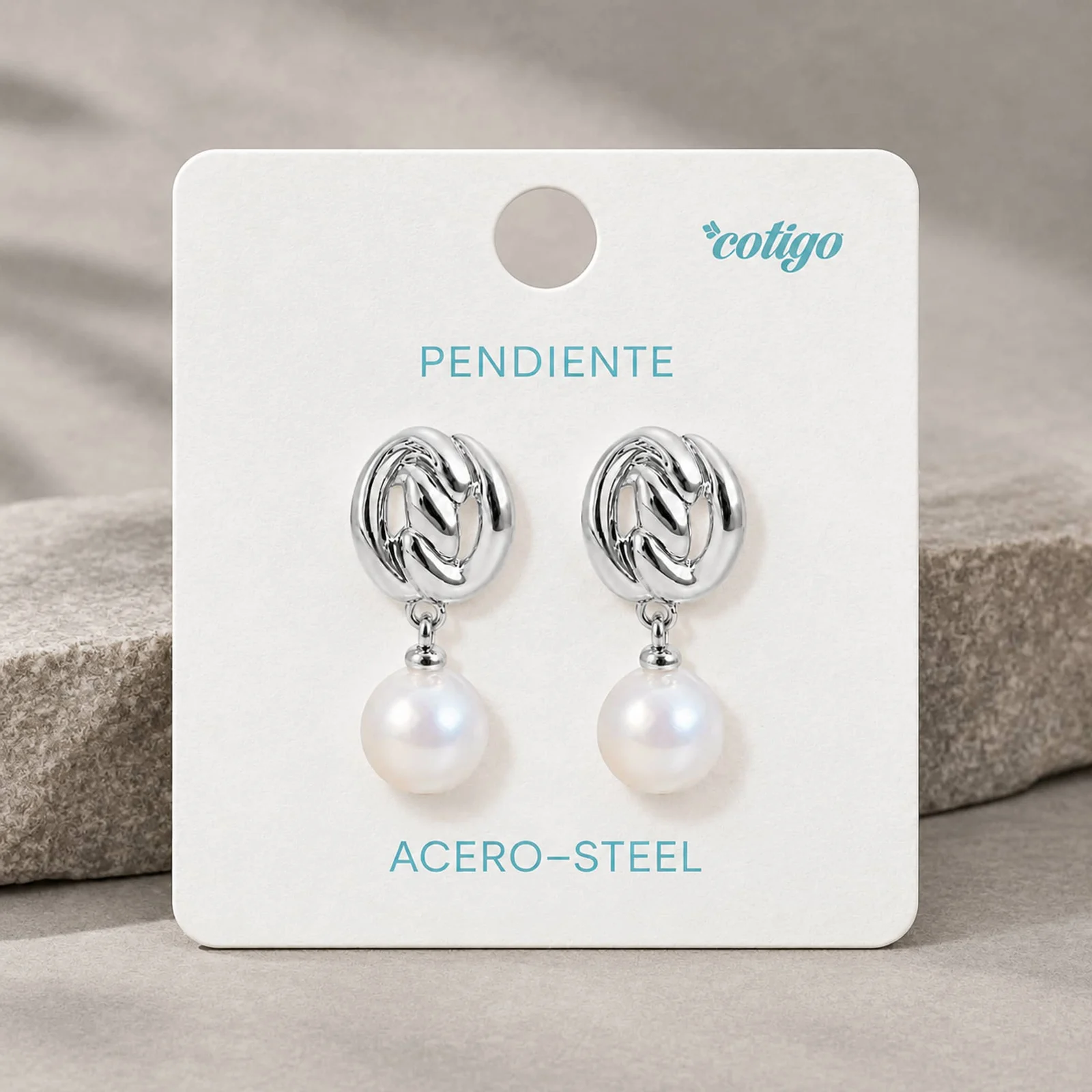 Pendiente Acero Inoxidable color Plateado