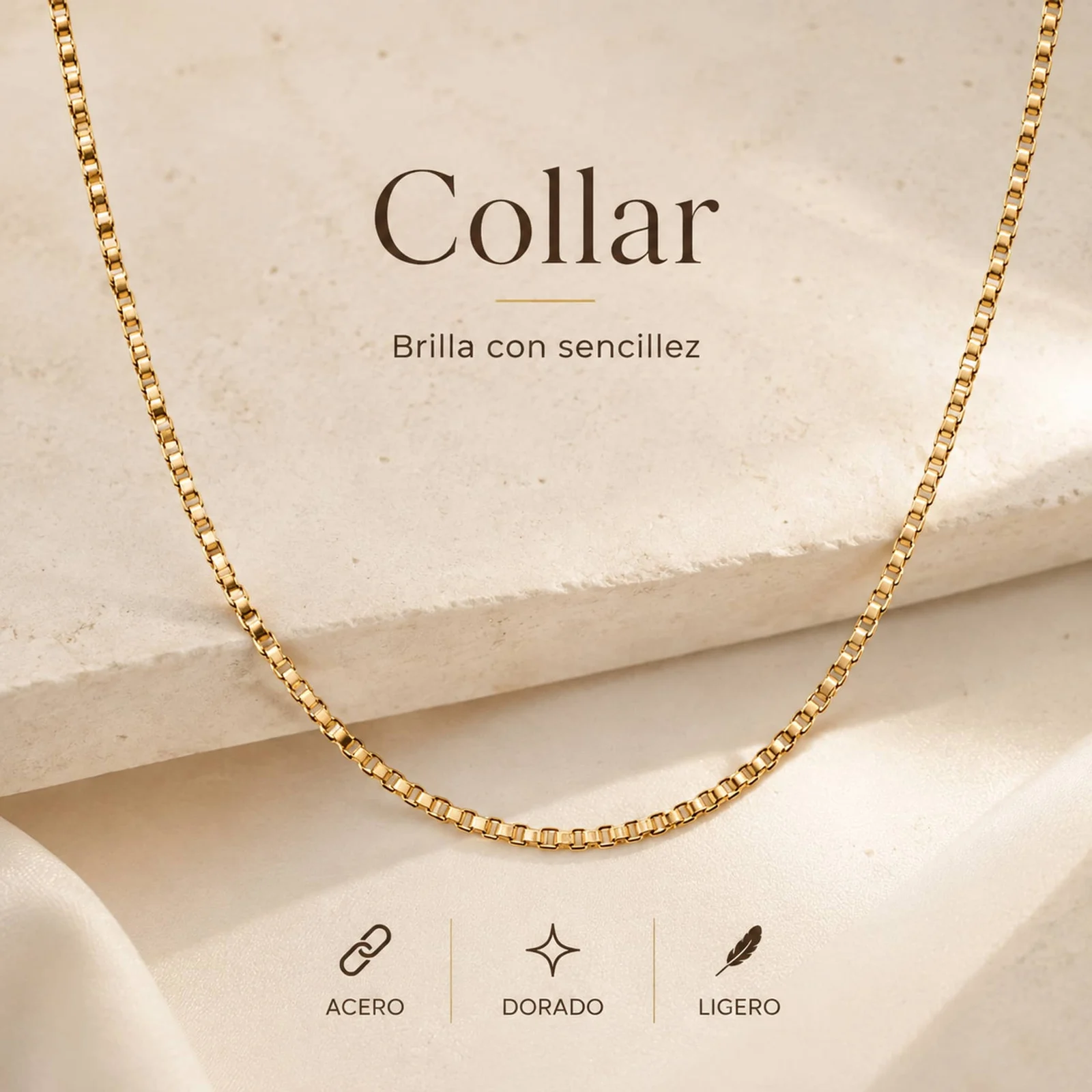 COLLAR DE CADENA ACERO DORADO