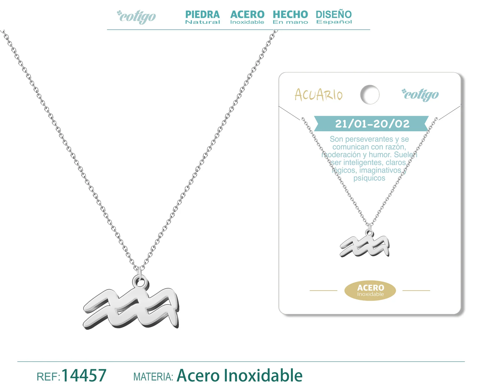 COLLAR ZODIACO AQUARIUS COLOR PLATEADO