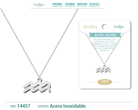 COLLAR ZODIACO AQUARIUS COLOR PLATEADO