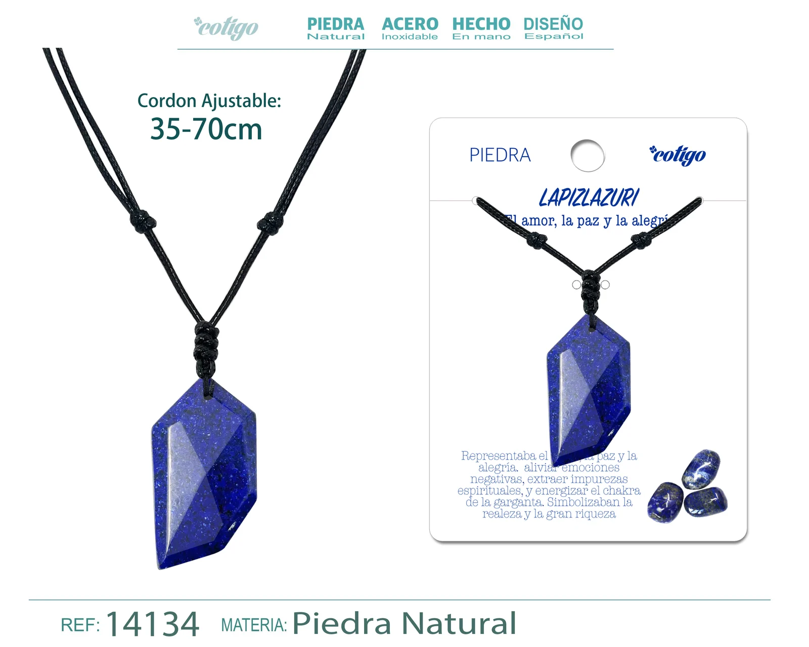 COLGANTE DIENTE LOBO DE PIEDRA LAPISLAZULI