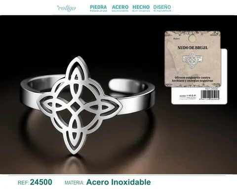 ANILLO NUDO DE BRUJA ACERO PLATEADO