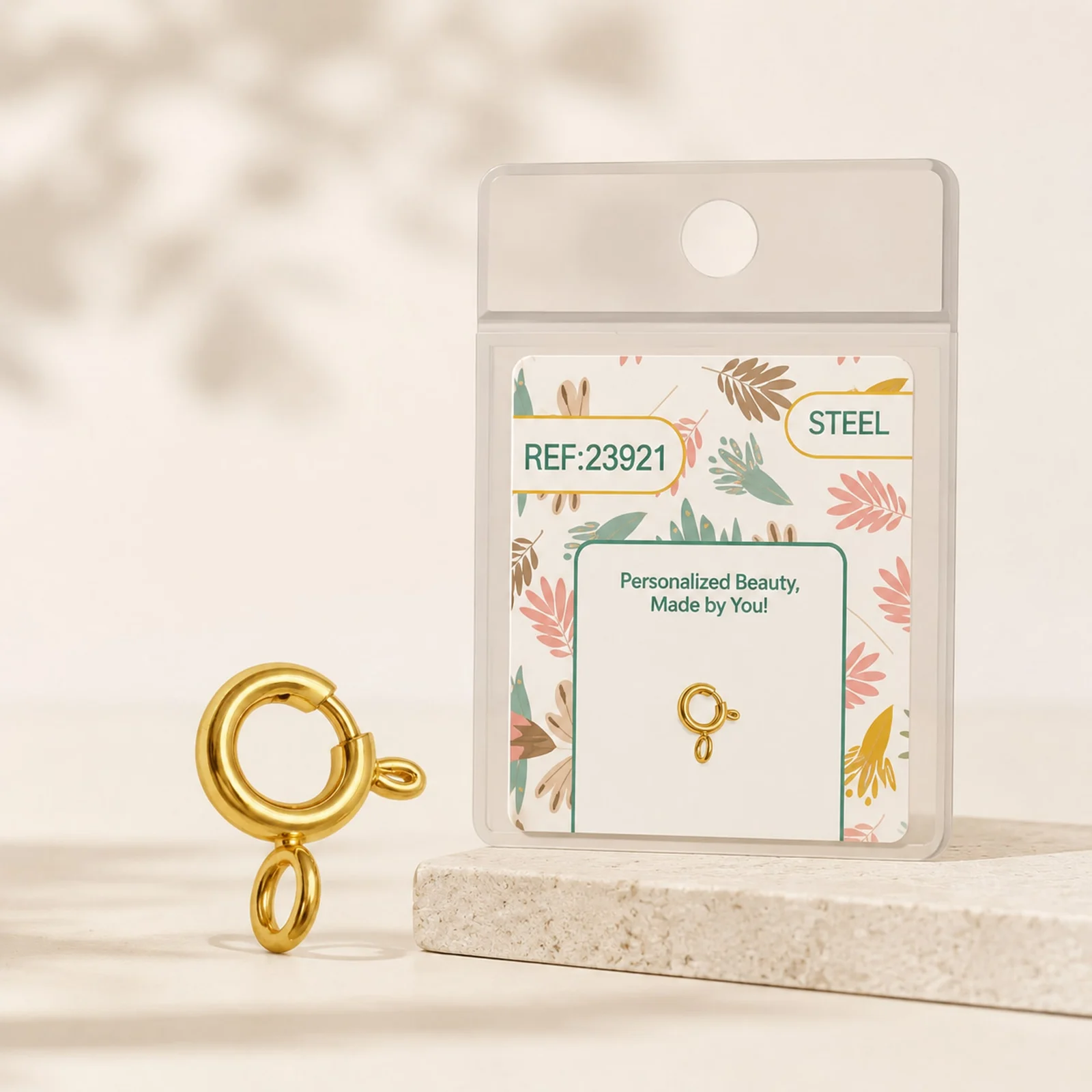 CIERRE 5MM ACERO COLOR DORADO PARA CHARM