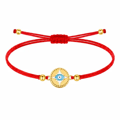 Pulsera Hilo encerado Rojo CON OJO TURCO Dorado