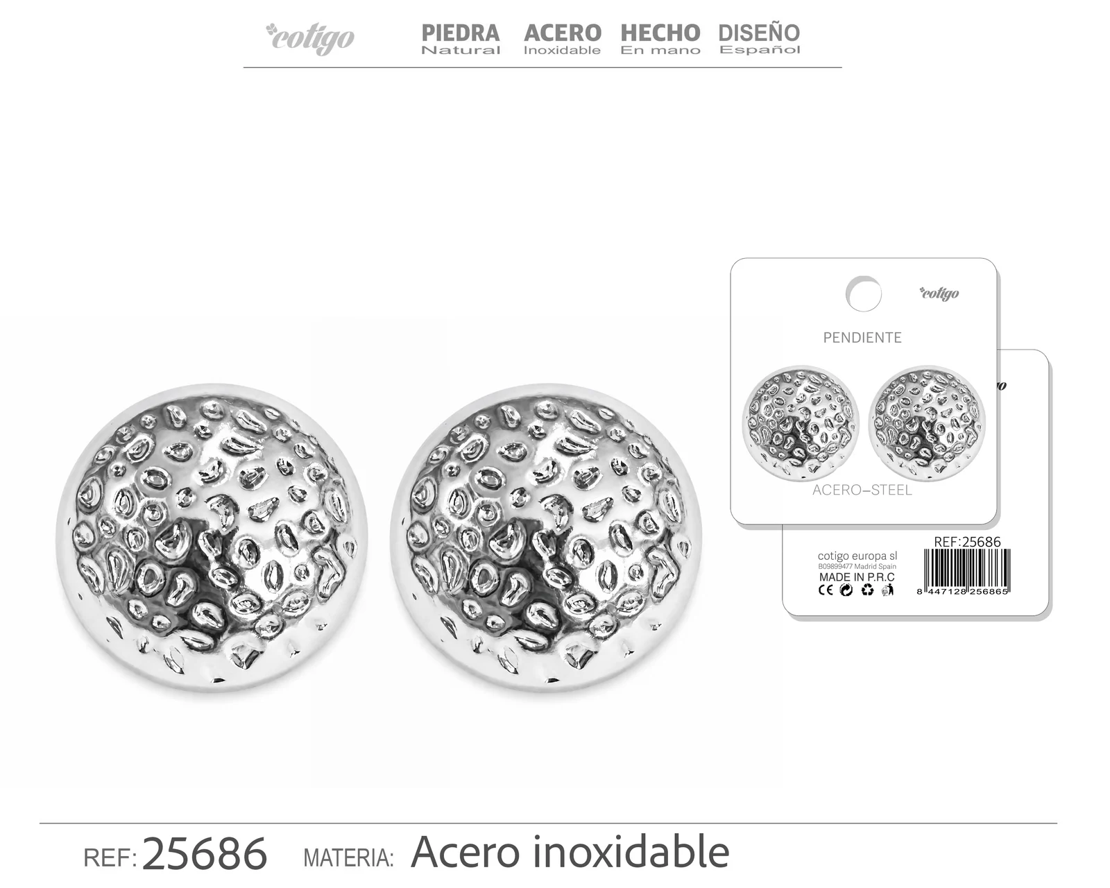 Pendiente Acero Inoxidable color Plateado