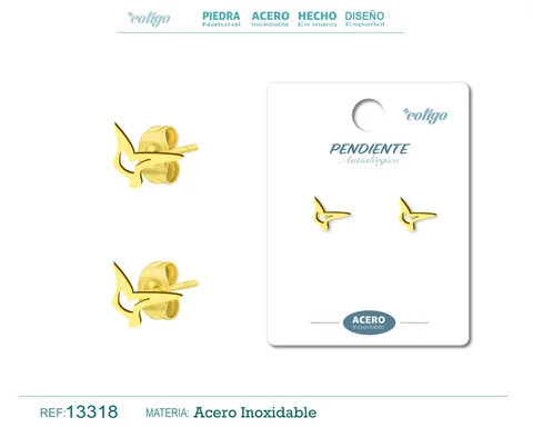 PENDIENTE ACERO  INOXIDABLE COLOR DORADO