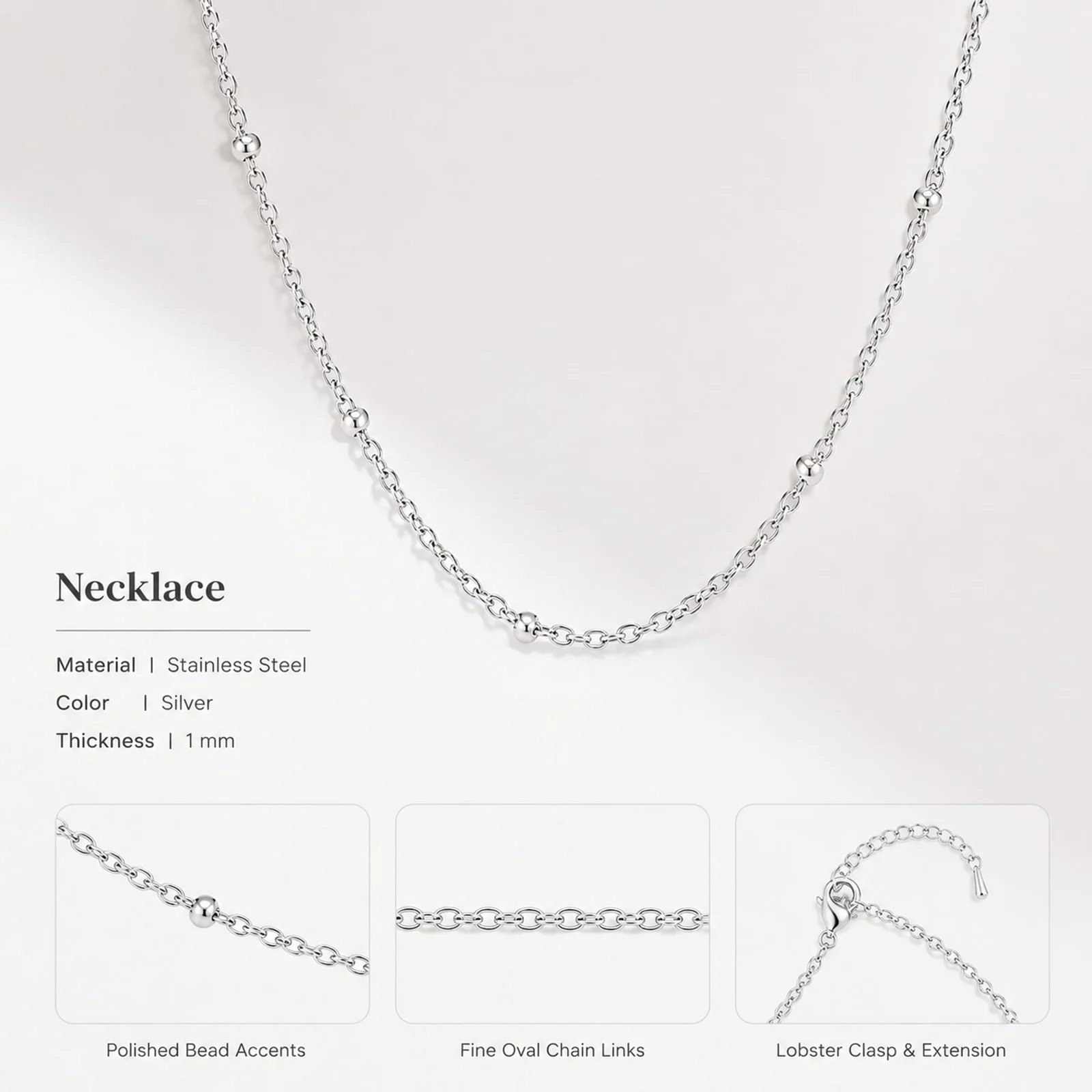 COLLAR DE CADENA ACERO PLATEADO
