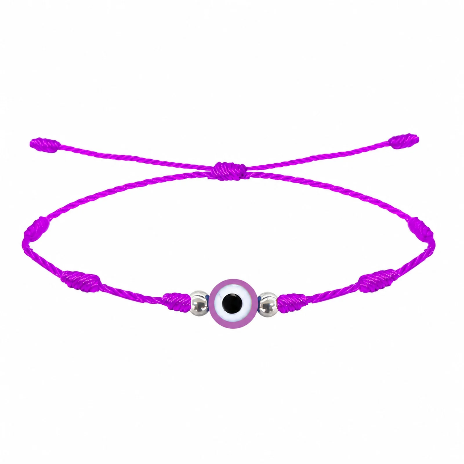 PULSERA 7 NUDOS VIOLETA CON OJO TURCO