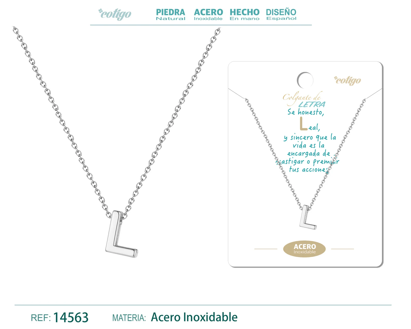 COLLAR LETRA L COLOR PLATEADO