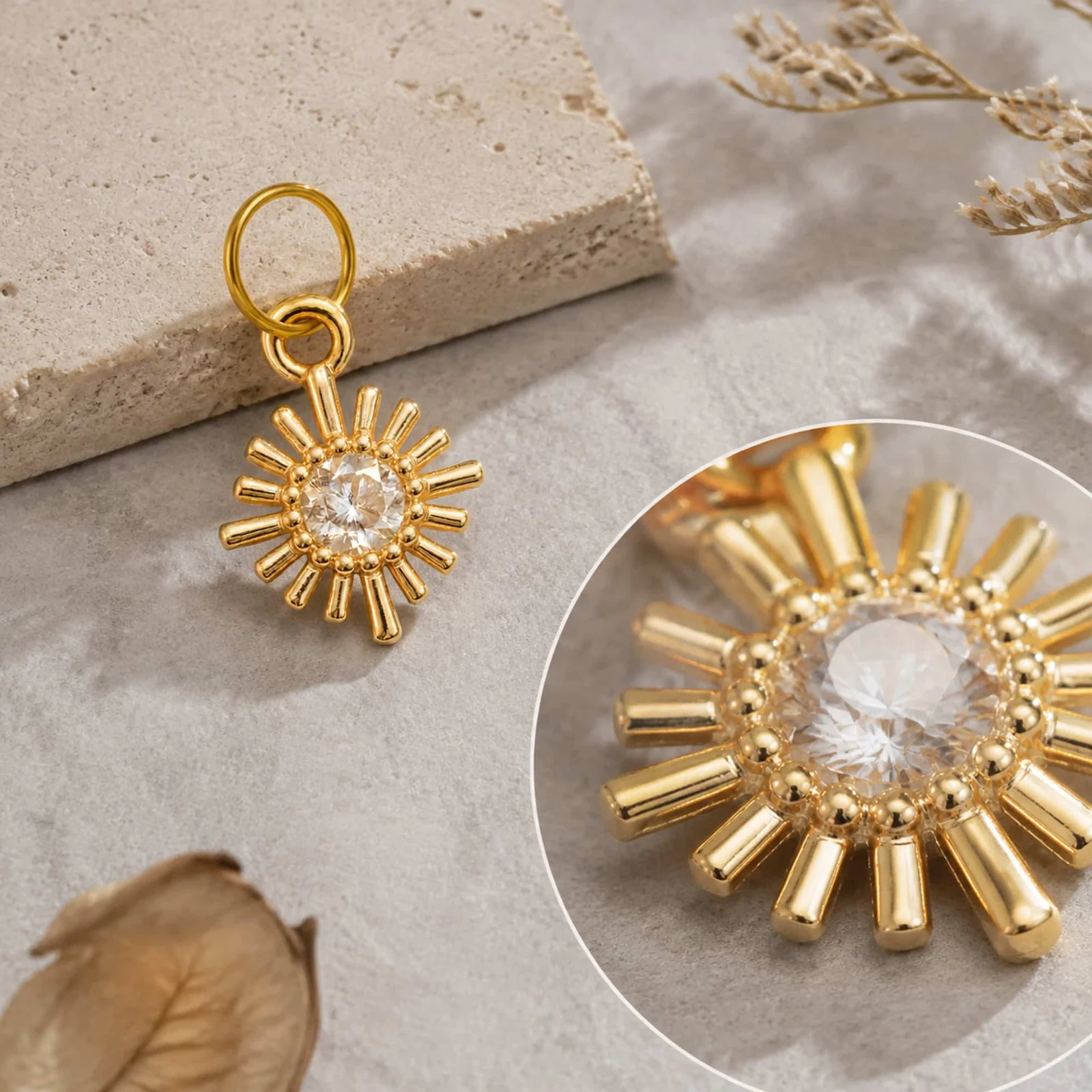 CHARM DE COBRE CHAPADO ORO 14K CON CIRCONITA