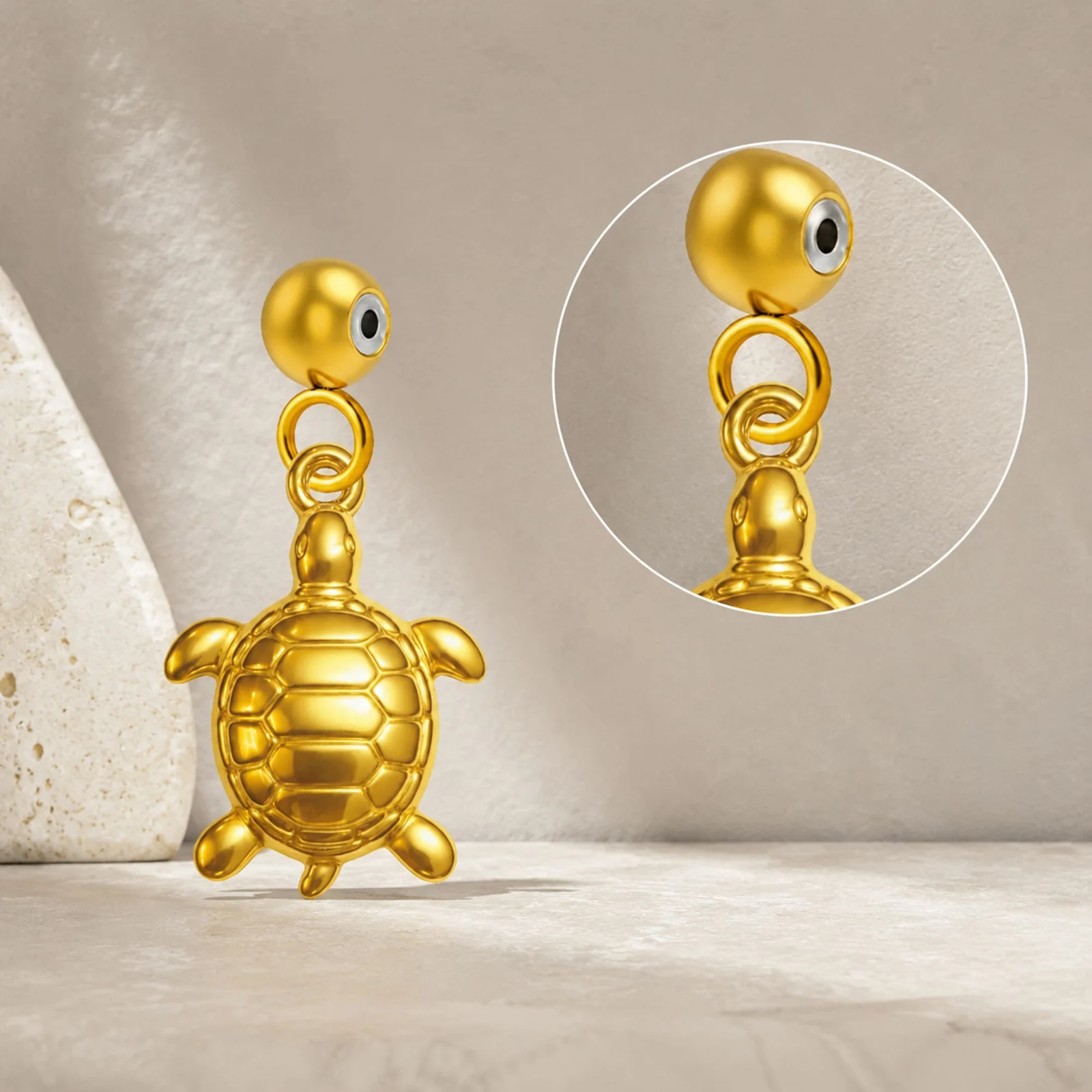 CHARM ACERO DORADO CHAPADO ORO 14 K-CON BOLA DE GOMA