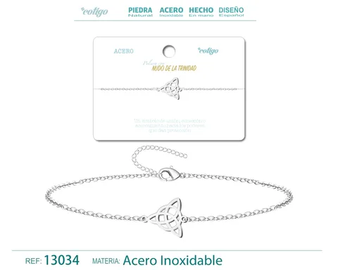 PULSERA NUDO DE LA TRINIDAD  ACERO PLATEADO