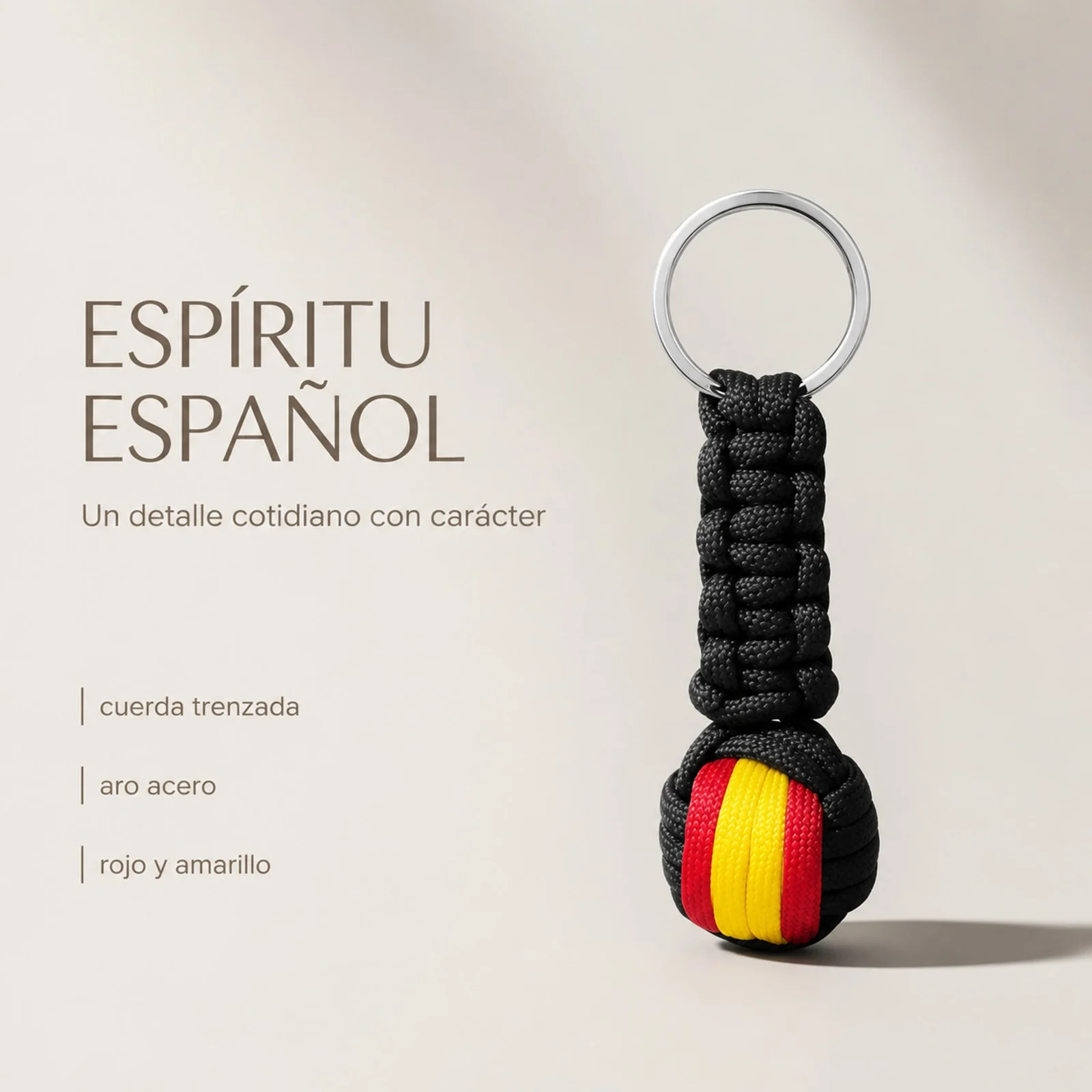 LLAVERO BOLA DE CUERDA CON ARO ACERO