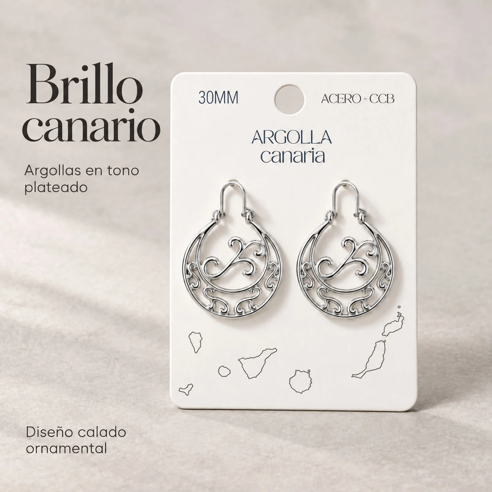 Argolla Canaria 30cm Color Plateado Material CCB