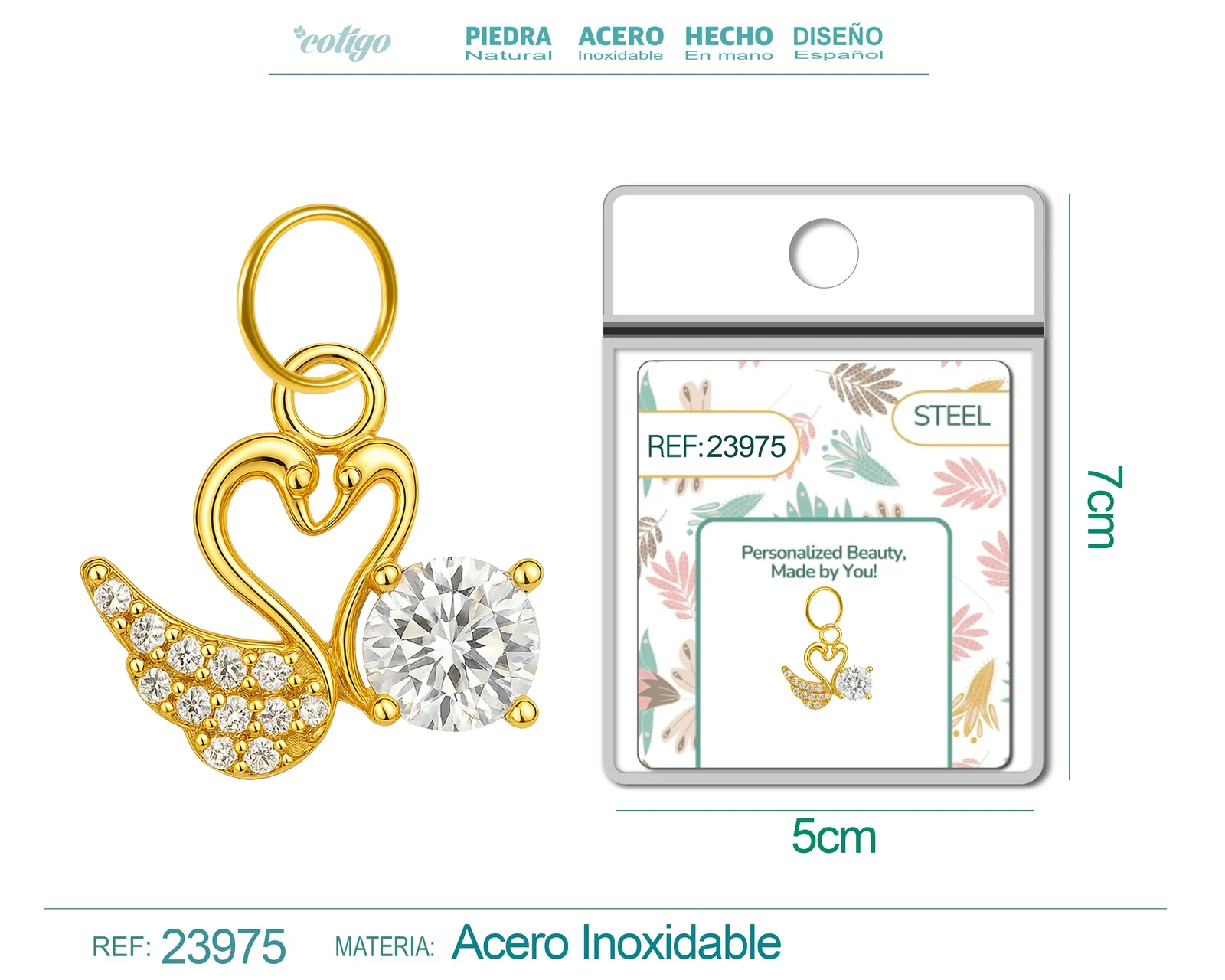 CHARM DE COBRE CHAPADO ORO 14K CON CIRCONITA