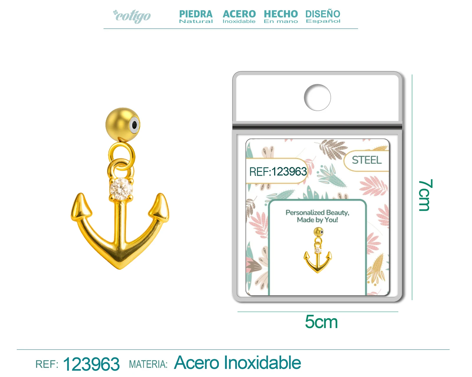 CHARM DE COBRE CHAPADO ORO 14K CON CIRCONITA-CON BOLA DE GOMA