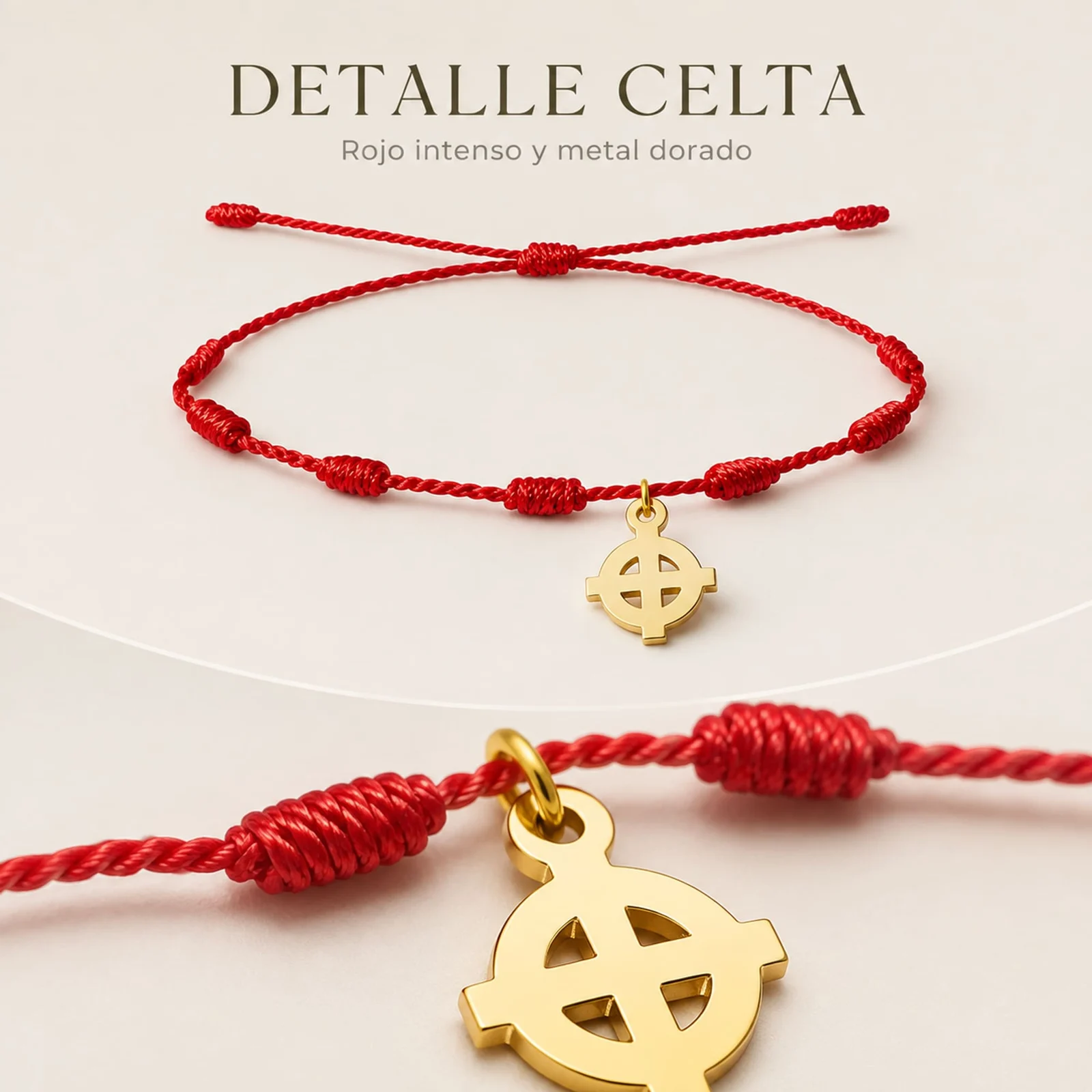 PULSERA 7 NUDOS CON CRUZ CELTA COLOR DORADO