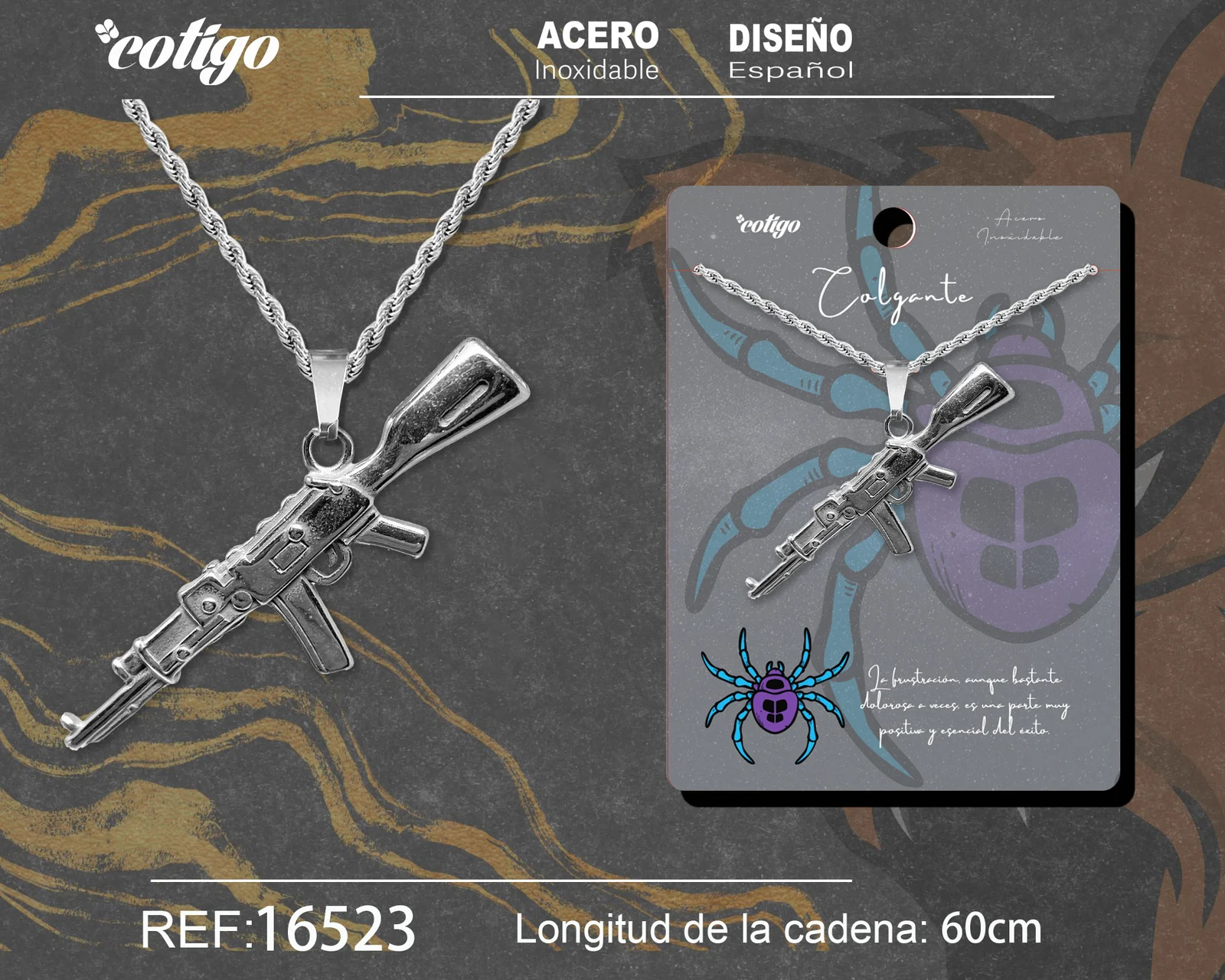 COLGANE HOMBRE ACERO COLOR PLATEADO