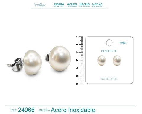 PENDIENTE DE PERLA CON ACCESORIO ACERO