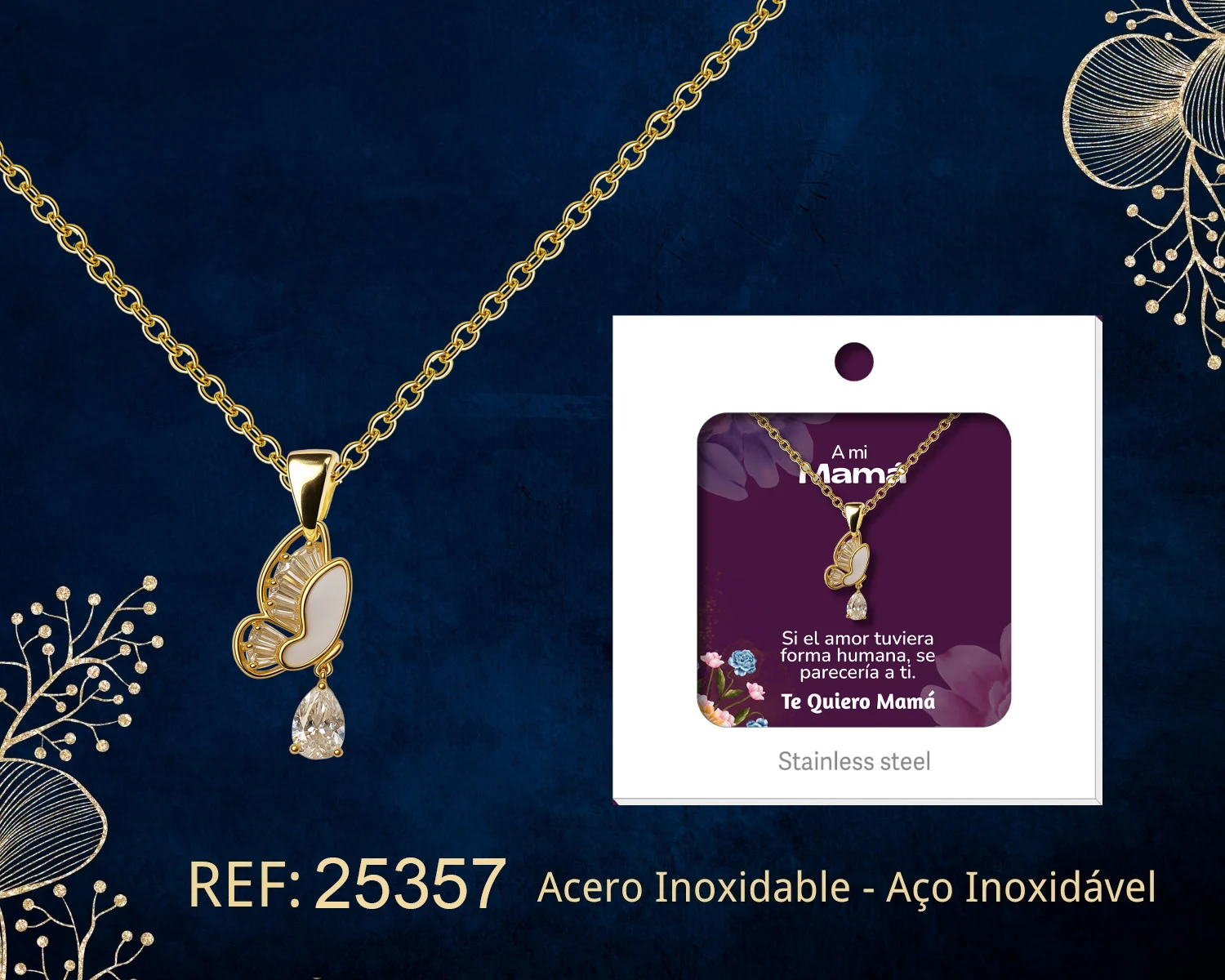 COLLAR ACERO CON CIRCONITA PARA REGALAR A  MAMA