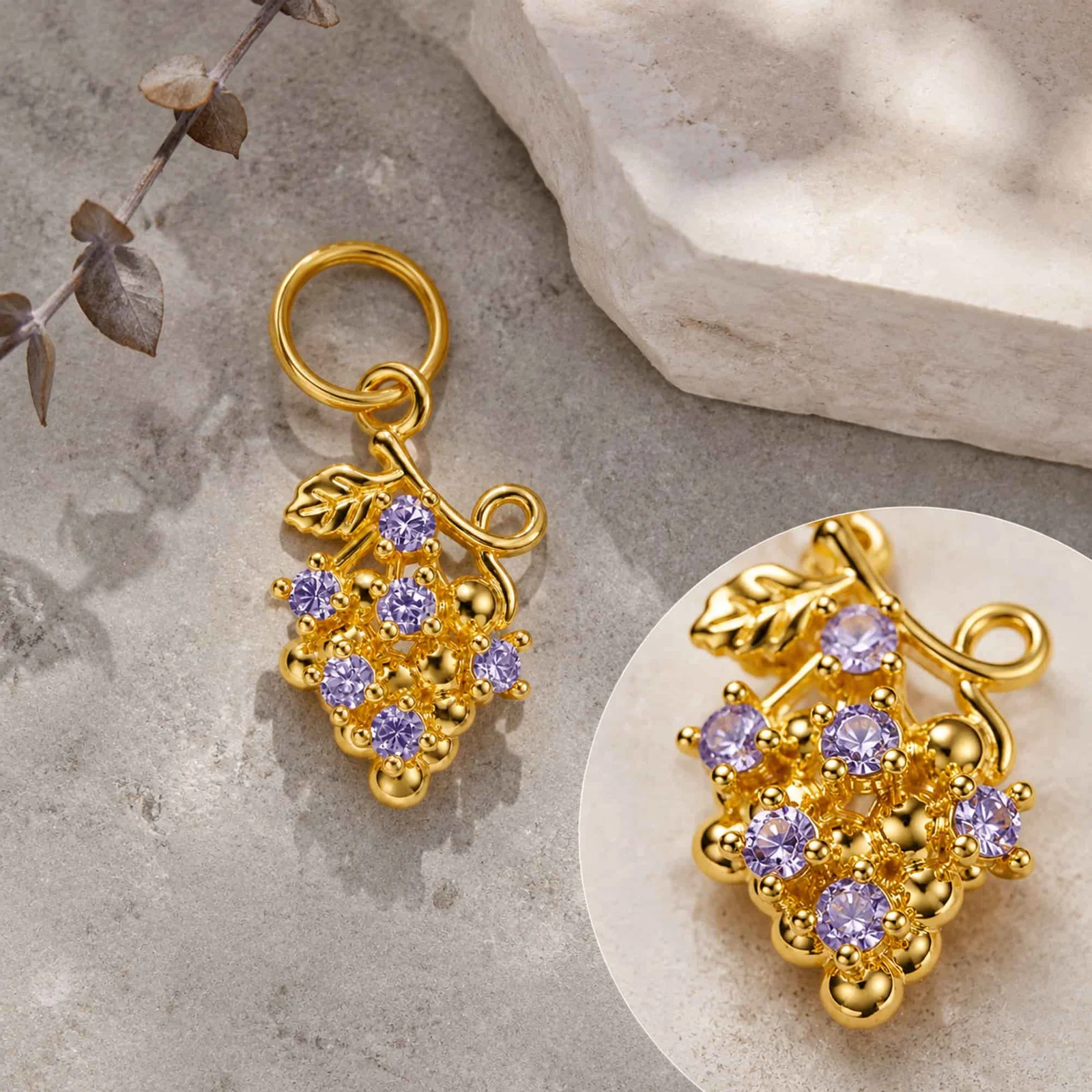 CHARM DE COBRE CHAPADO ORO 14K CON CIRCONITA