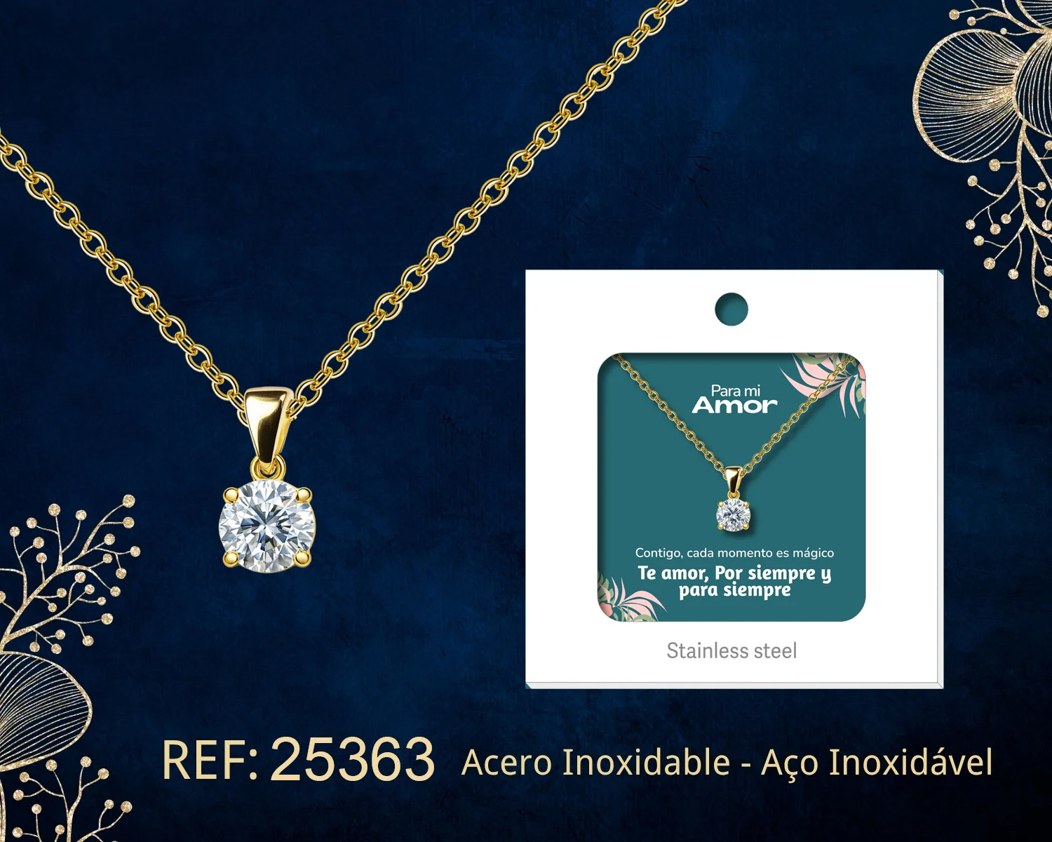 COLLAR ACERO CON CIRCONITA PARA REGALAR A  AMOR