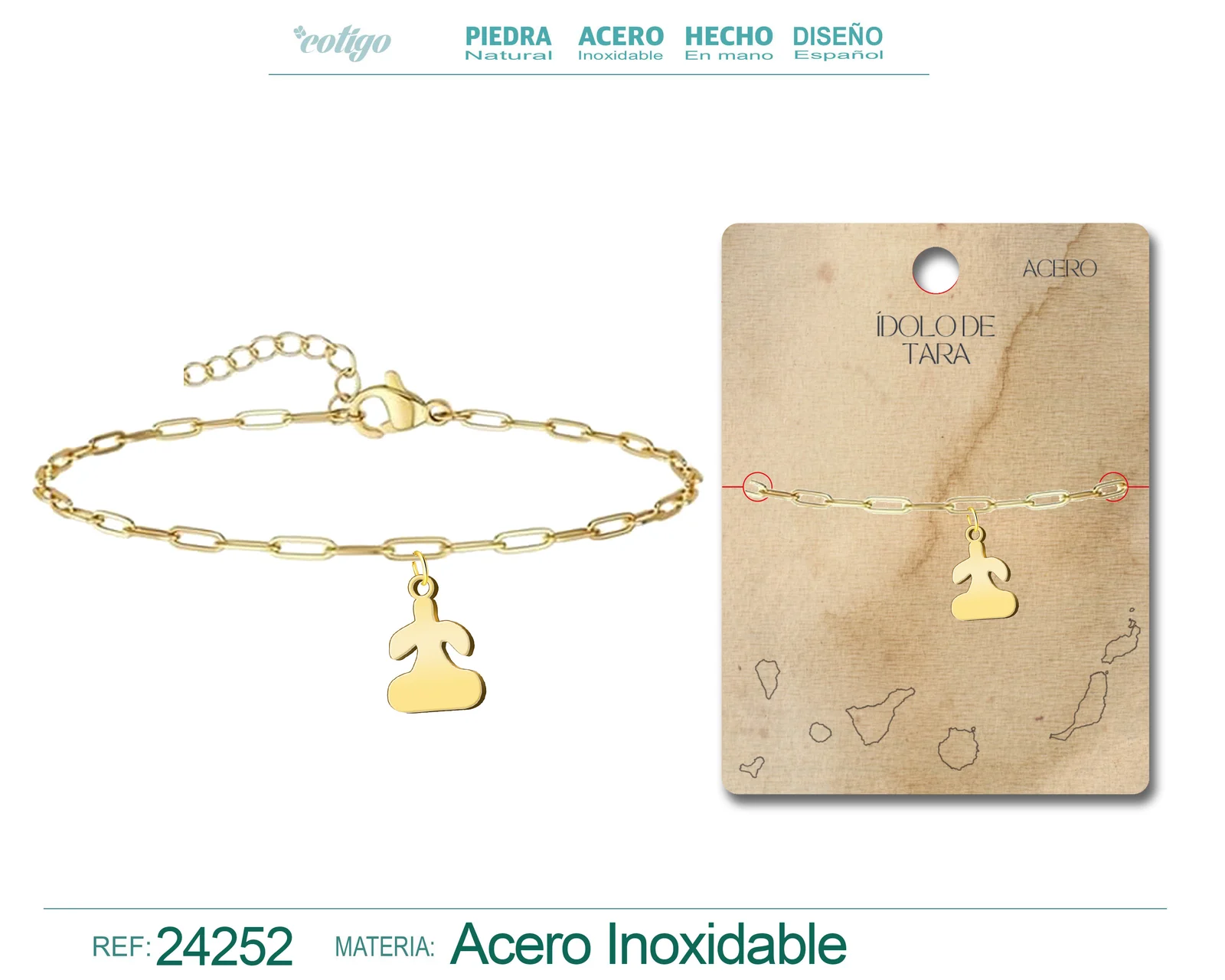 PULSERA CON IDALO DE TARRA ACERO DORADO