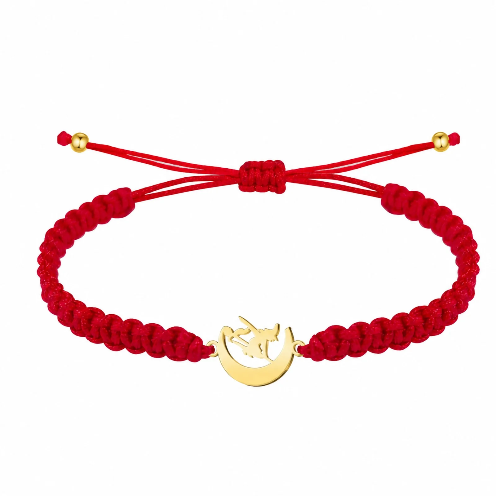 PULSERA HILO DESTINO  CON BRUJA ACERO DORADO