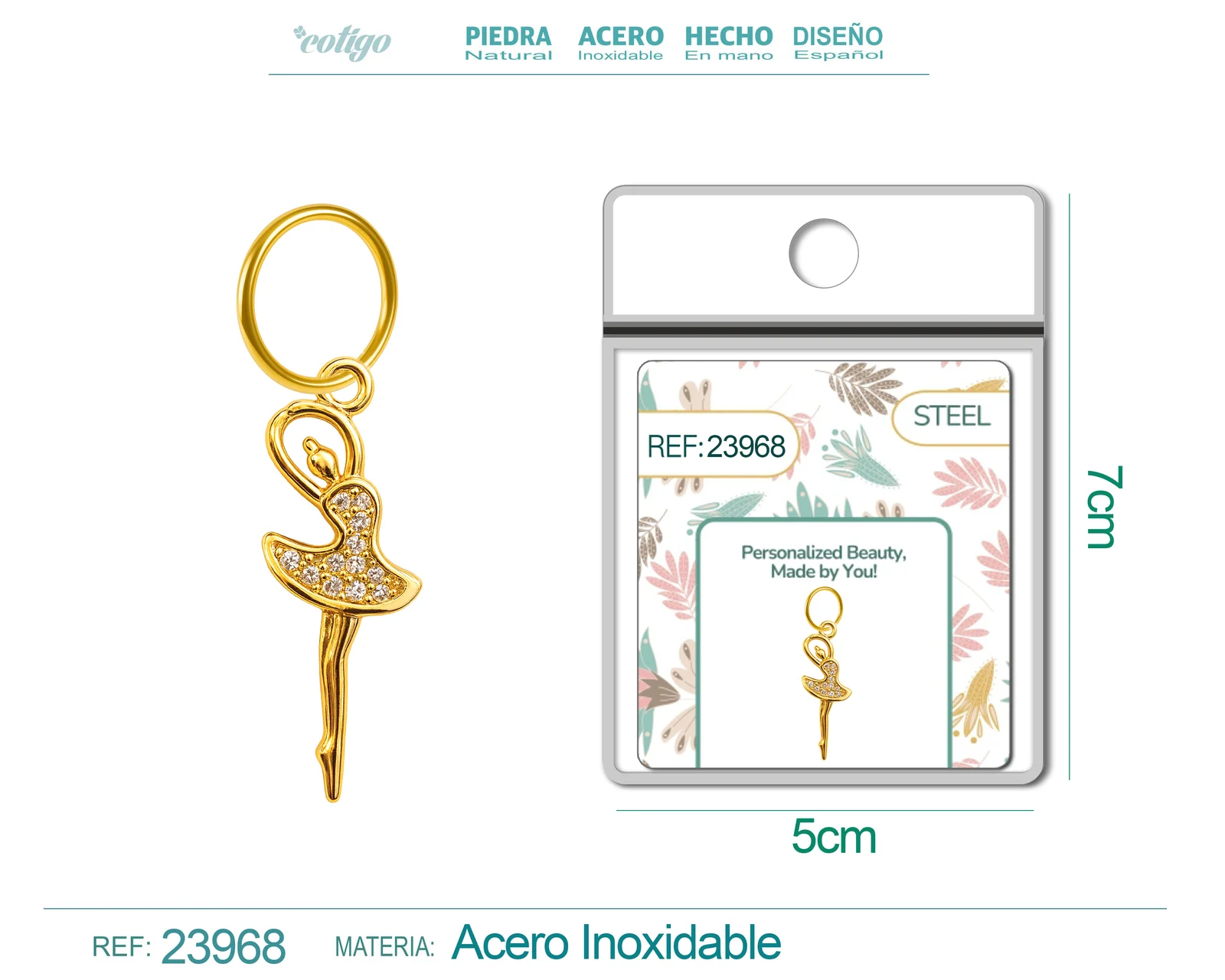 CHARM DE COBRE CHAPADO ORO 14K CON CIRCONITA