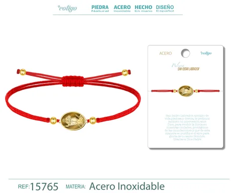 PULSERA HILO ENCERADO CON SAN ISIDRO LABRADOR COLOR DORADO