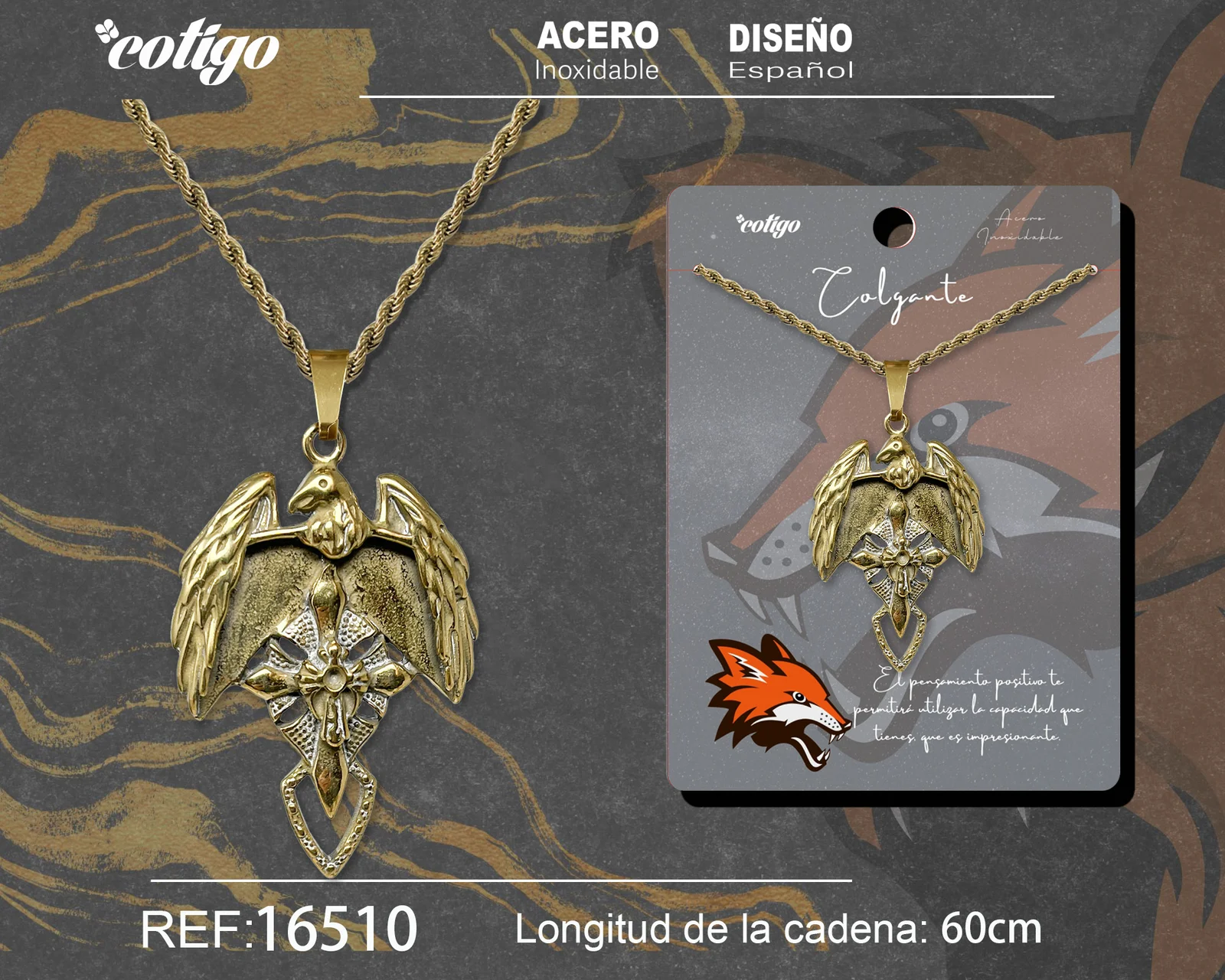 COLGANE HOMBRE ACERO COLOR DORADO