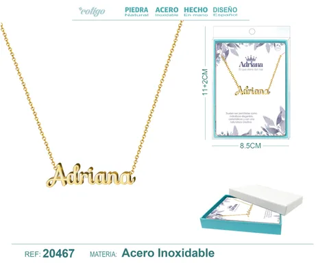 01A COLLAR NOMBRE- ADRIANA -ACERO DORADO