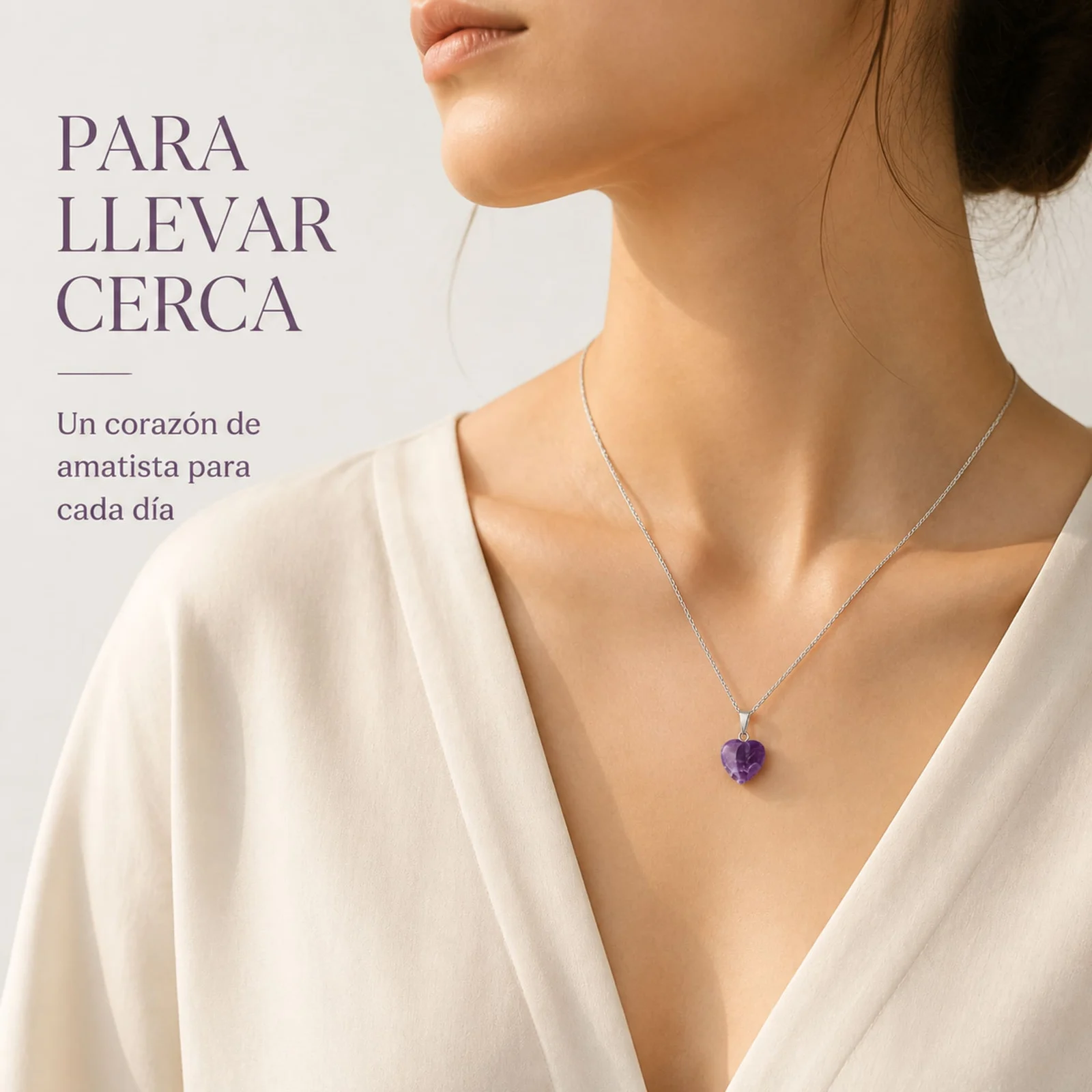 Colgante Piedra Amatista con cadena Acero Inoxidable