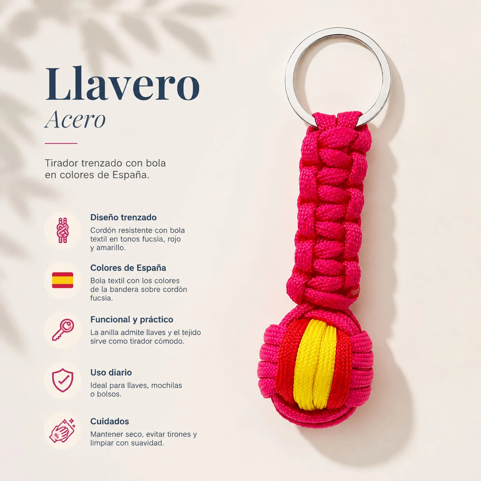 LLAVERO BOLA DE CUERDA CON ARO ACERO