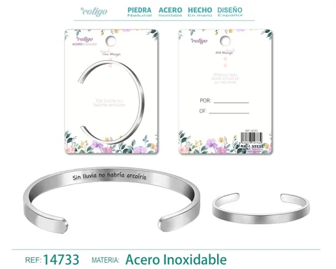 BRAZALETE ACERO CON MENSAJE ESPAÑOL