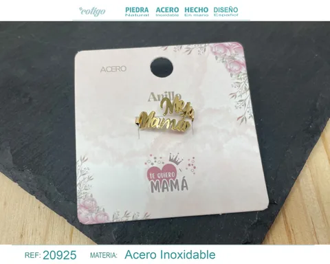 ANILLO PARA MAMÁ ACERO COLOR DORADO