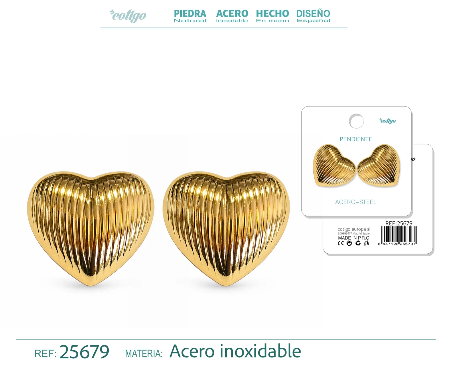 Pendiente Acero Inoxidable color Dorado