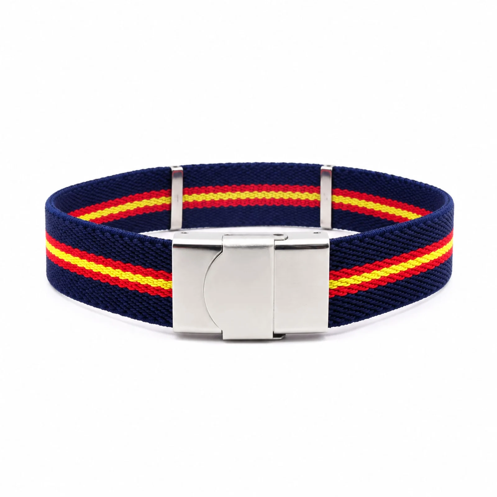 PULSERA ESPAÑA ELÁSTICO AZUL CON CIERRE ACERO