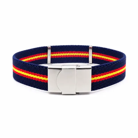 PULSERA ESPAÑA ELÁSTICO AZUL CON CIERRE ACERO