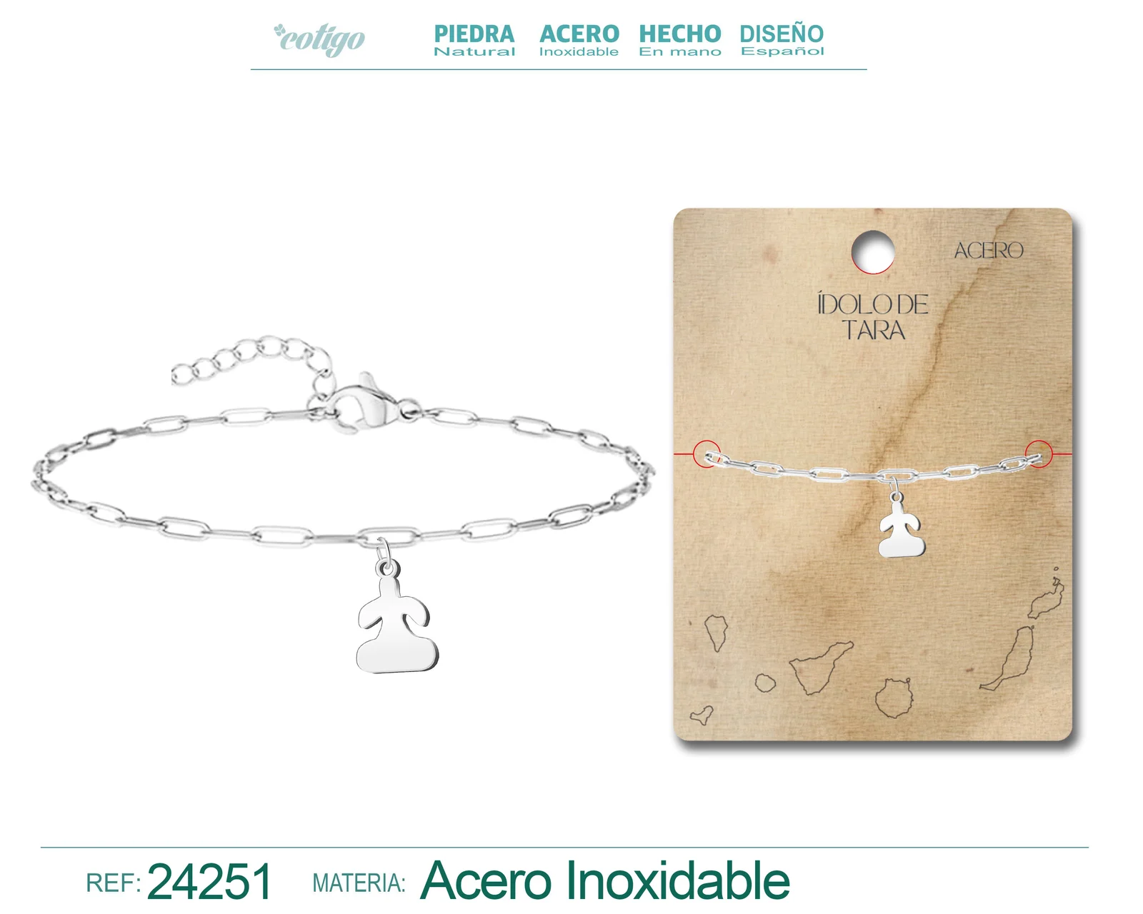 PULSERA CON IDALO DE TARRA ACERO PLATEADO